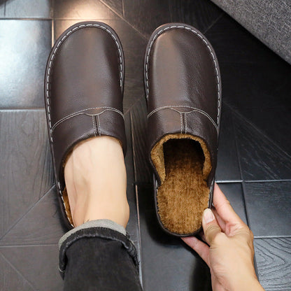 Ortho Welt Non-Slip Winter Leather Slippers For Indoor Use