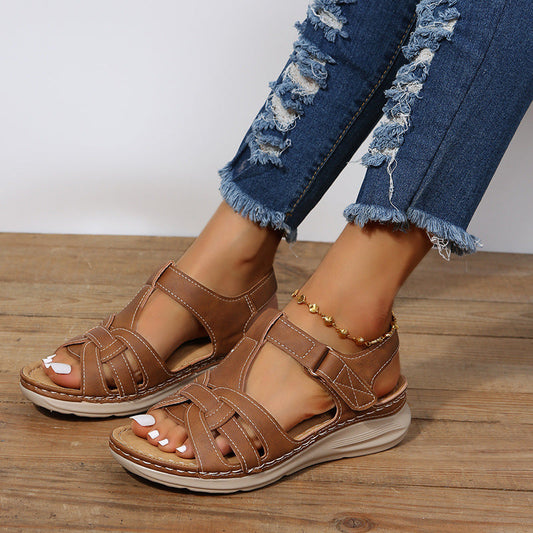 Ortho Welt Damen Plateau-Sandalen - Orthopädisch, Klett