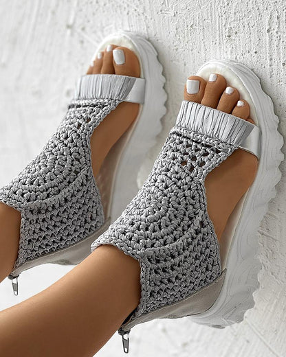 Ortho Welt Orthopedic Knit Platform Sandals - Breathable Cut-Outs