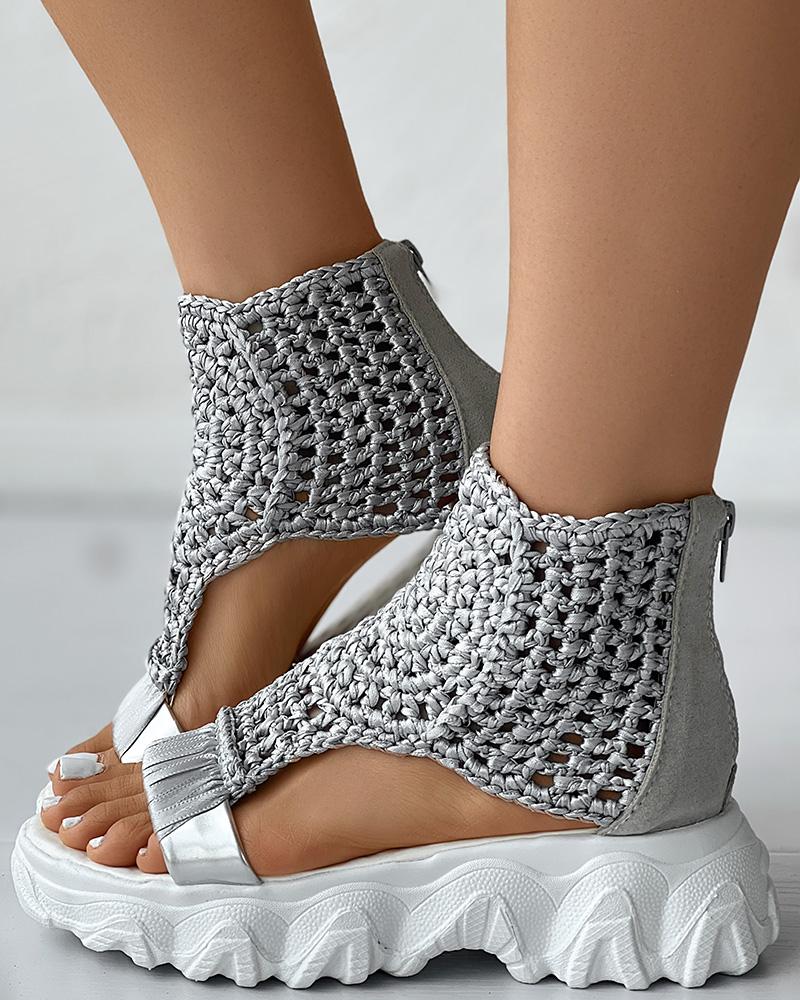 Ortho Welt Orthopedic Knit Platform Sandals - Breathable Cut-Outs