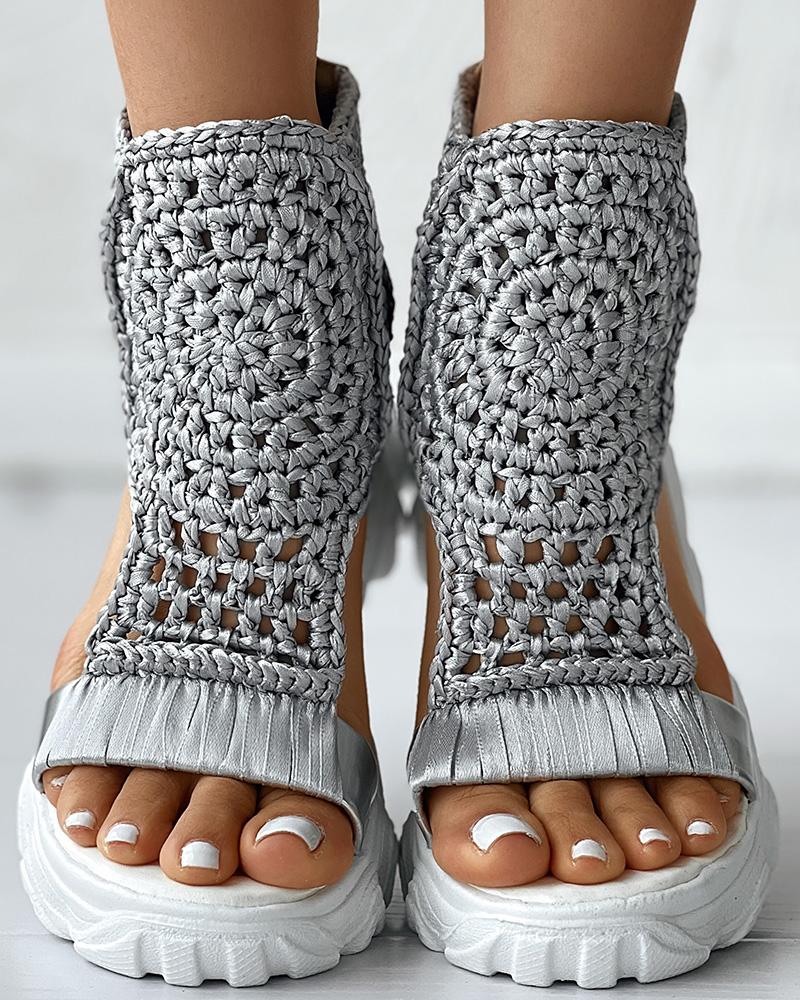 Ortho Welt Orthopedic Knit Platform Sandals - Breathable Cut-Outs