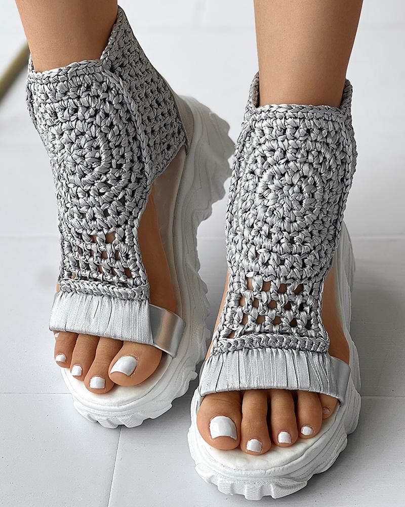 Ortho Welt Orthopedic Knit Platform Sandals - Breathable Cut-Outs