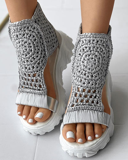 Ortho Welt Orthopedic Knit Platform Sandals - Breathable Cut-Outs