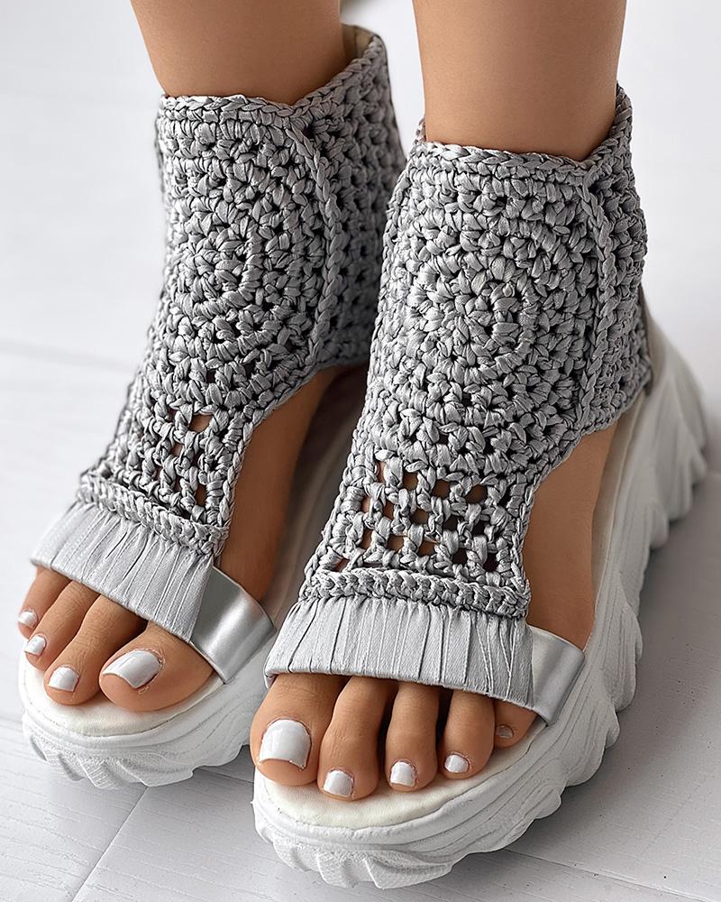 Ortho Welt Orthopedic Knit Platform Sandals - Breathable Cut-Outs