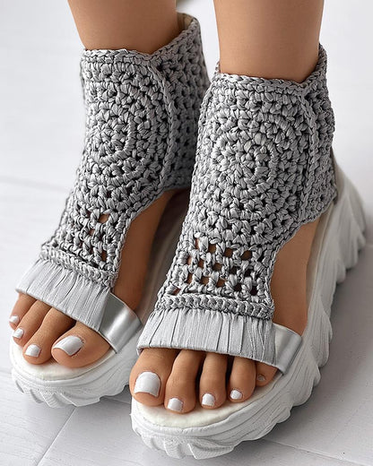Ortho Welt Orthopedic Knit Platform Sandals - Breathable Cut-Outs