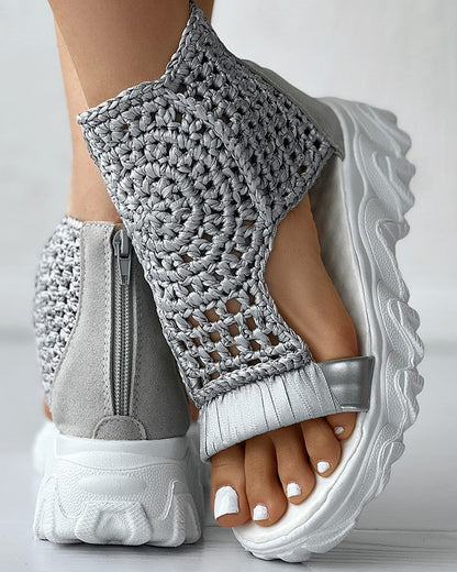 Ortho Welt Orthopedic Knit Platform Sandals - Breathable Cut-Outs