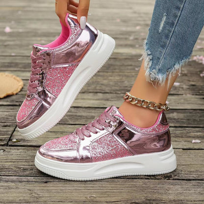Ortho Welt Unique Sequined Lace-Up Flat Shoes