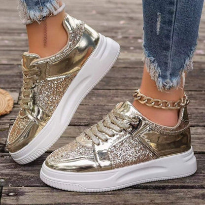 Ortho Welt Unique Sequined Lace-Up Flat Shoes