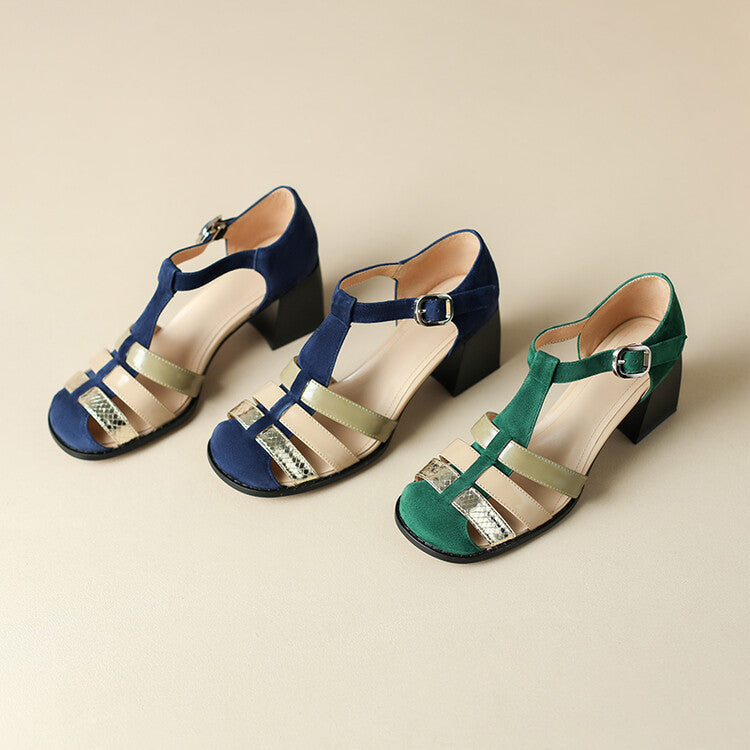 Ortho Welt Elegant Leather Sandals With A Chunky Heel And A Single Buckle
