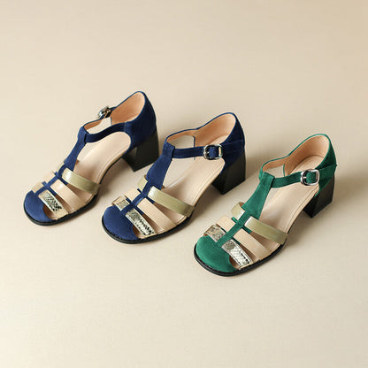 Ortho Welt Elegant Leather Sandals With A Chunky Heel And A Single Buckle