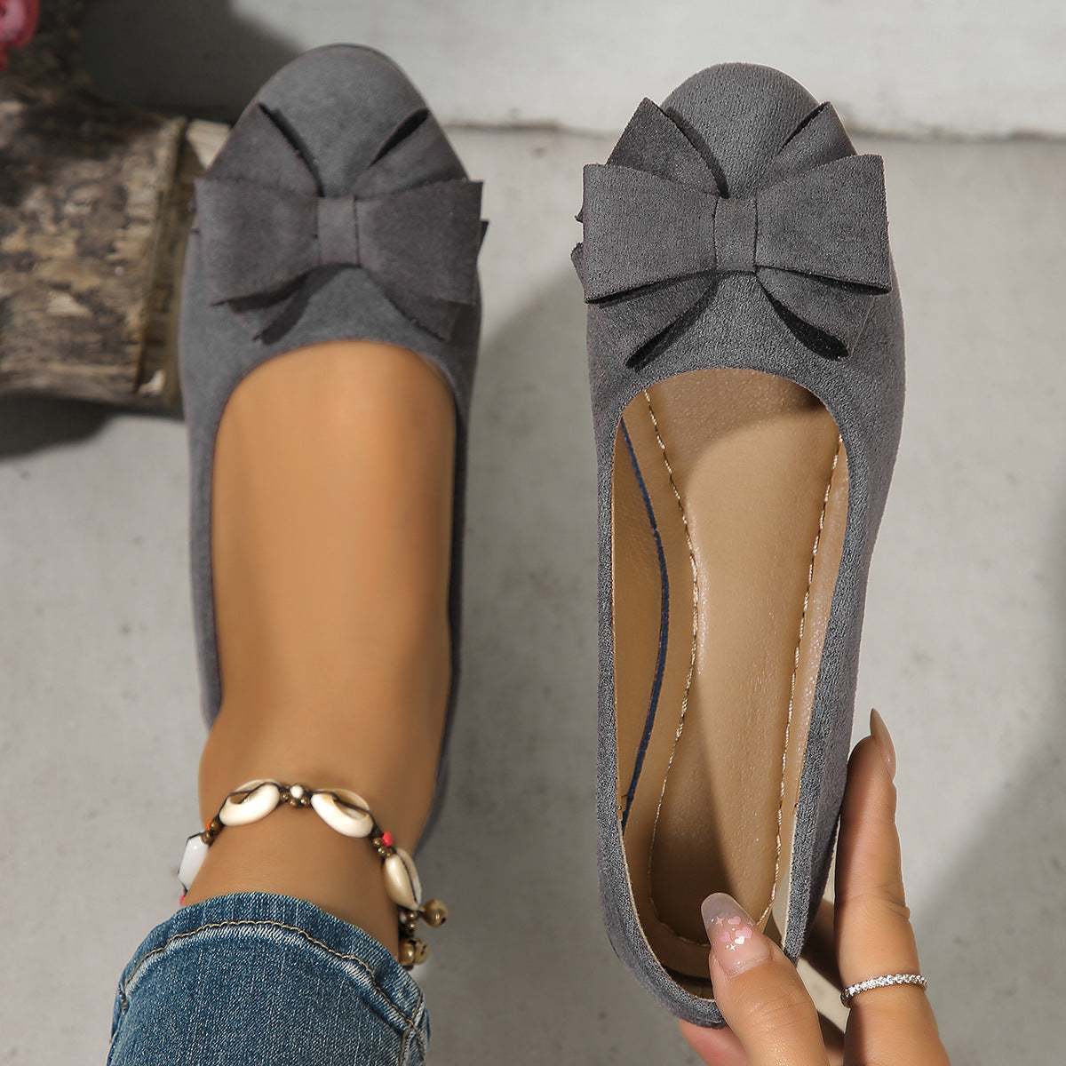 Ortho Welt Suede Shoes With Bow And Elastic - Unique Elegance