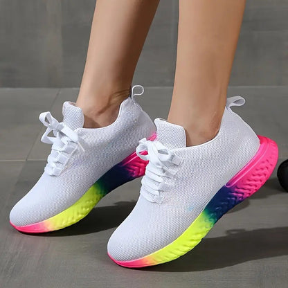 Ortho Welt Lace-Up Mesh Shoes With Rainbow Sole