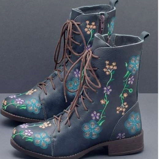 Ortho Welt Orthopedic Boots - Embroidered Square Heel