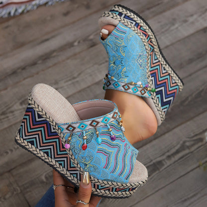 Ortho Welt Keilsandalen - Boho-Muster & Orthopedic Komfort