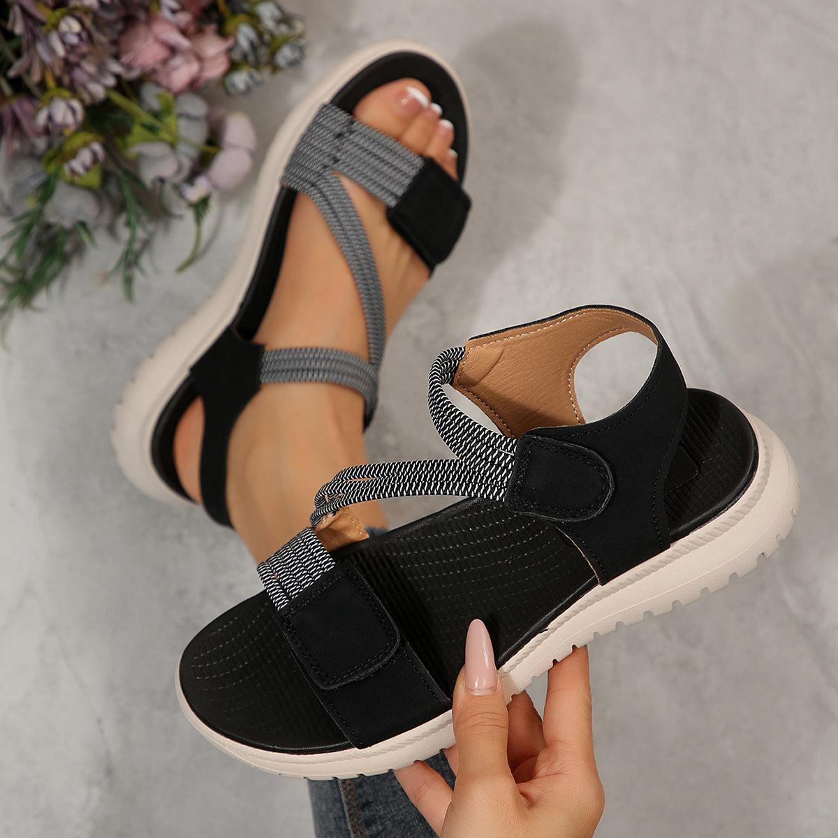 Ortho Welt Fabric Platform Beach Sandals