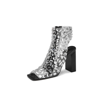 Ortho Welt Plus Size Rhinestone High Heel Boots