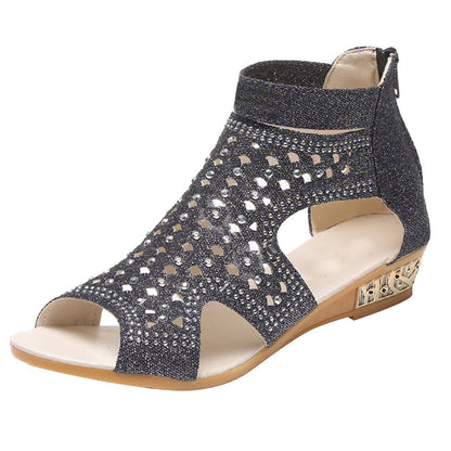 Ortho Welt Summer Rhinestone Sandals With A Unique Back Zip Design