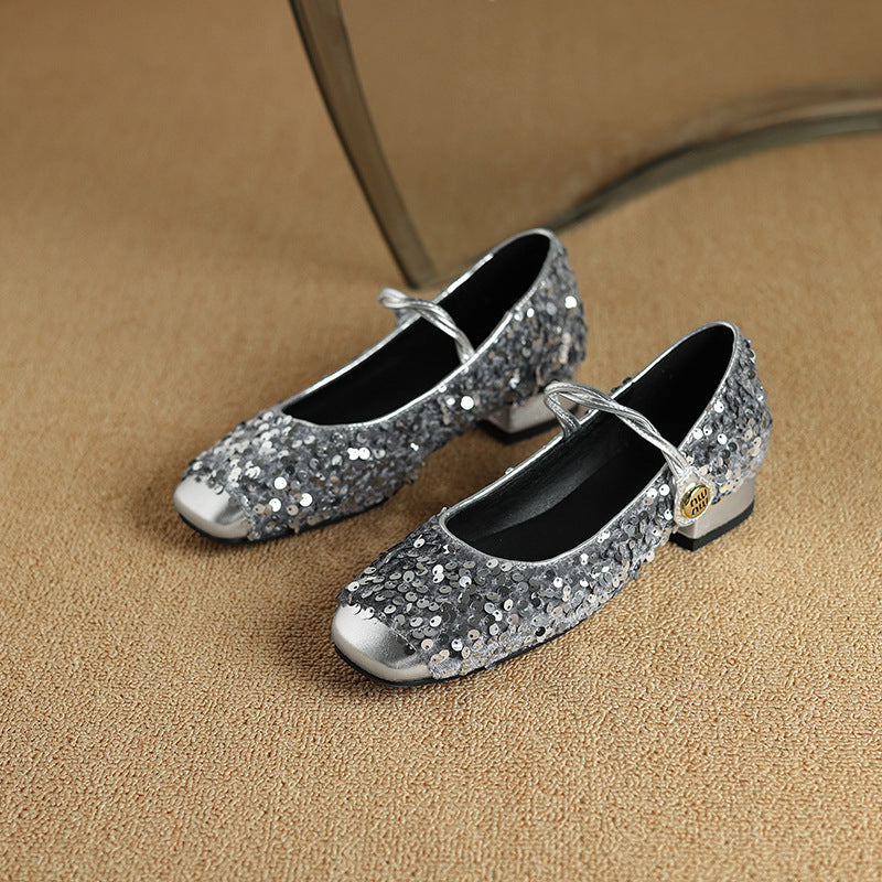 Ortho Welt Low-Heeled Sequined Mary Jane Shoes