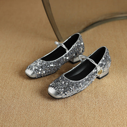 Ortho Welt Low-Heeled Sequined Mary Jane Shoes
