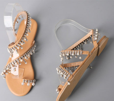 Ortho Welt Handcrafted Roman Sandals With Beads  - Unique