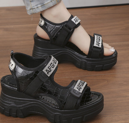 Ortho Welt Wedge Heel Sandals With Rhinestones