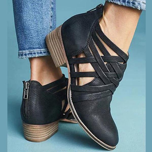 Ortho Welt Short Ankle Boots With A Chunky Heel And Unique Design