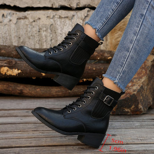 Ortho Welt Orthopedic Wedge Ankle Boots - Lace-Up Comfort