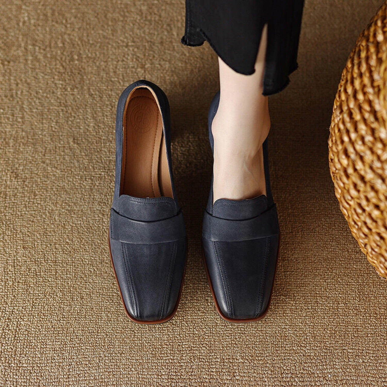 Ortho Welt Low-Cut Shoes With Thick, Square Heels - Unique Elegance