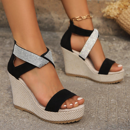 Ortho Welt High-Heeled Sandals With Rhinestone Design - Summer Uniqueness