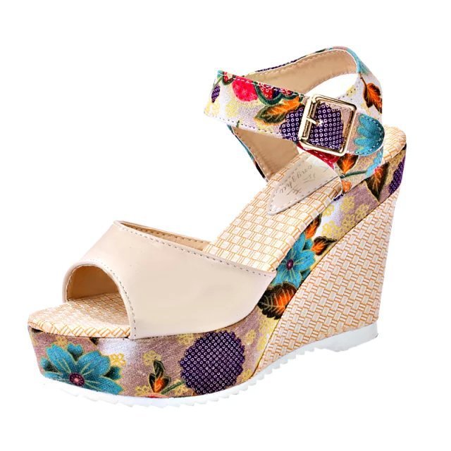 Ortho Welt Floral Heeled Sandals - Unique Elegance