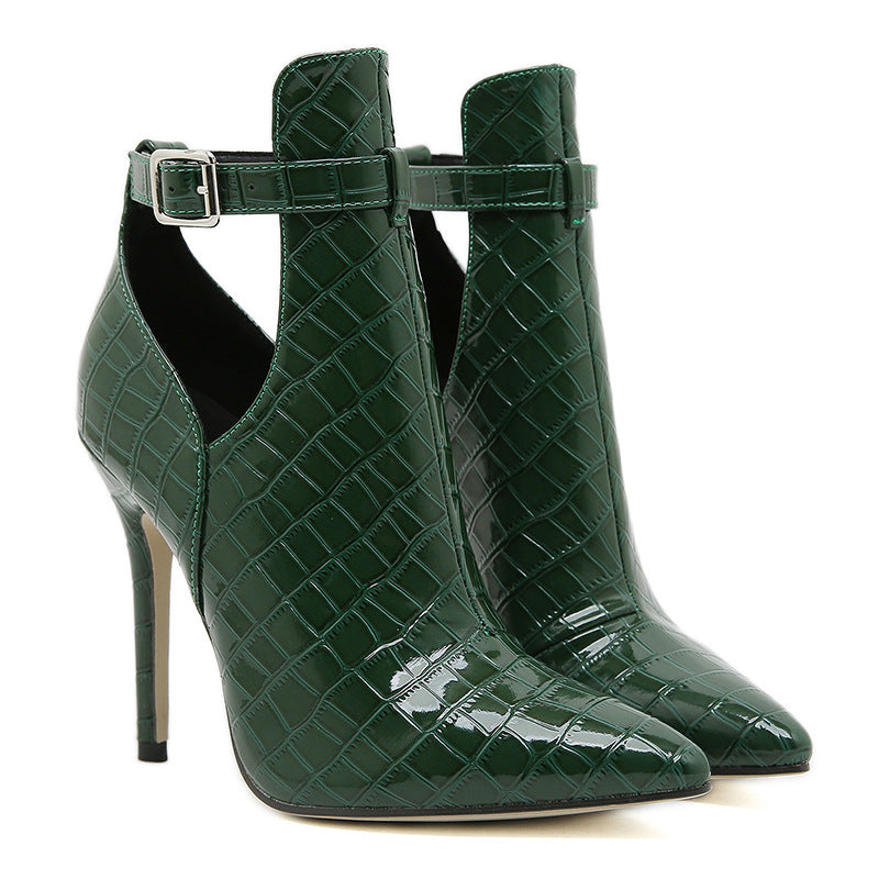 Ortho Welt Cut-Out Stiletto Sandals With Unique Buckle Design