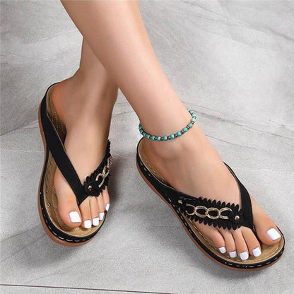 Ortho Welt Wedge Sandals With Chain - Unique Retro Style