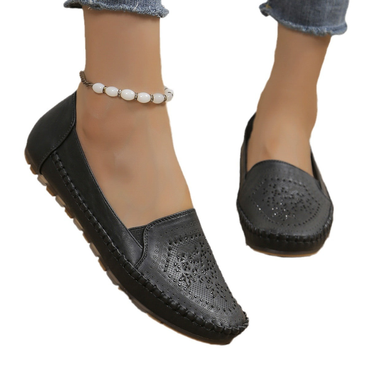 Ortho Welt Casual Gommino Handmade Shoes In Solid Color