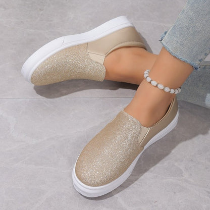 Ortho Welt Round-Toe Flat Shoes With Sequins - Unique Elegance