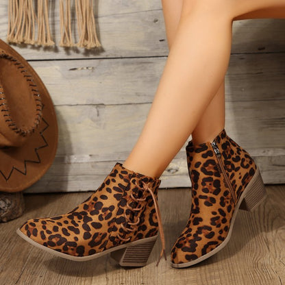 Ortho Welt Leopard Boots - Orthopedic Side Strap Comfort