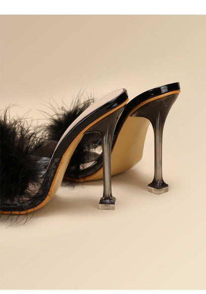 Ortho Welt Crystal And Fur Stiletto Heel Sandals