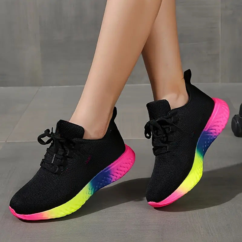 Ortho Welt Lace-Up Mesh Shoes With Rainbow Sole