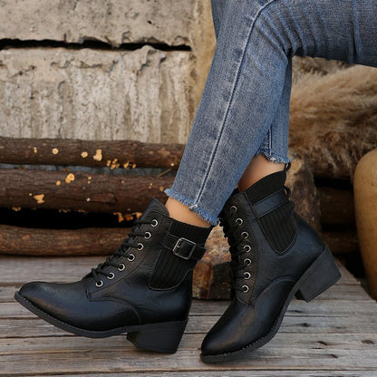 Ortho Welt Orthopedic Wedge Ankle Boots - Lace-Up Comfort