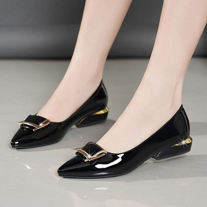 Ortho Welt Soft Leather Pumps With Chunky Heel