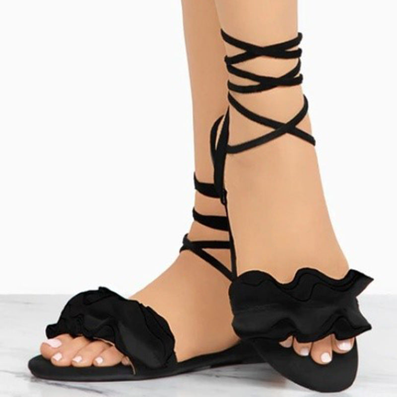 Ortho Welt Plus Size Floral Flat Sandals - Unique Elegance