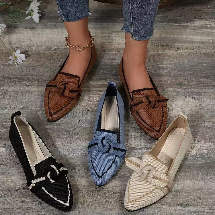 Ortho Welt Pointed Toe Flat Shoes With Bow
