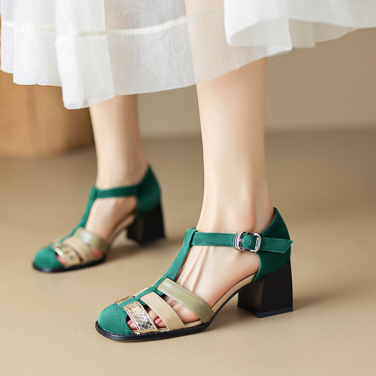 Ortho Welt Elegant Leather Sandals With A Chunky Heel And A Single Buckle