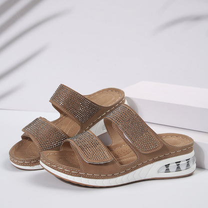 Ortho Welt Unique Wedge Sandals With Rhinestones For Summer