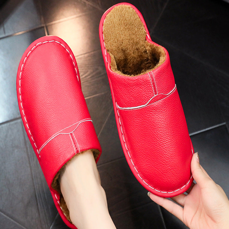 Ortho Welt Non-Slip Winter Leather Slippers For Indoor Use