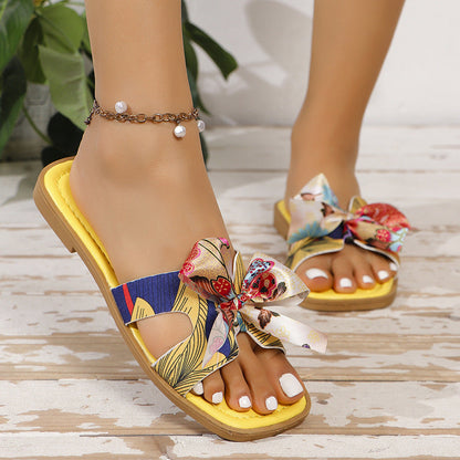Ortho Welt Ribbon Bow Sandals - Unique Summer Elegance