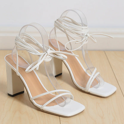 Ortho Welt Unique Lace-Up Sandals With A Square Heel For Summer
