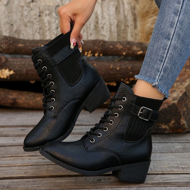 Ortho Welt Orthopedic Wedge Ankle Boots - Lace-Up Comfort