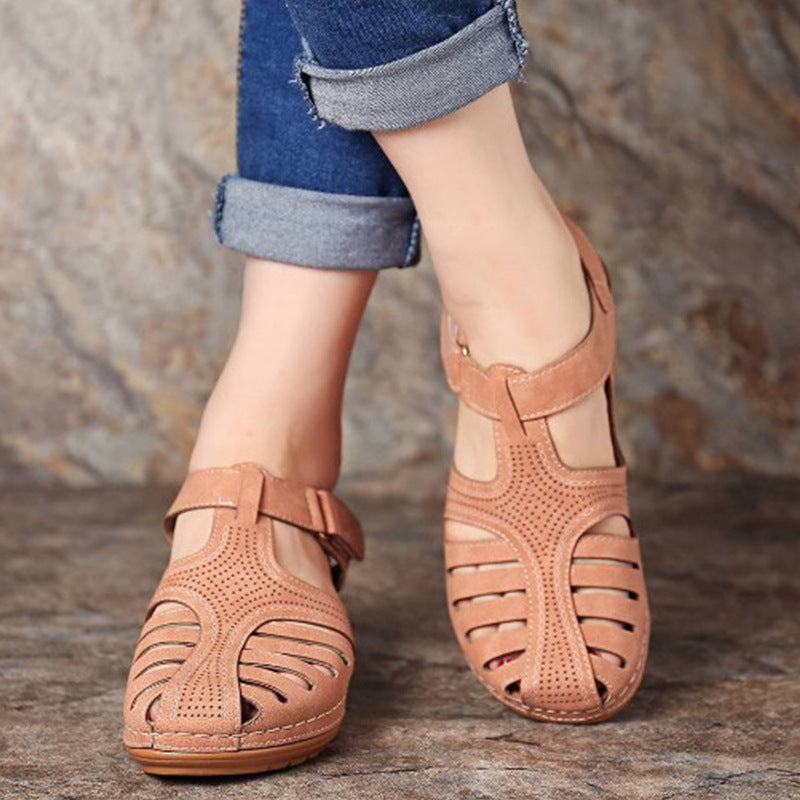 Ortho Welt Plus Size Retro Wedge Sandals - Comfort And Style