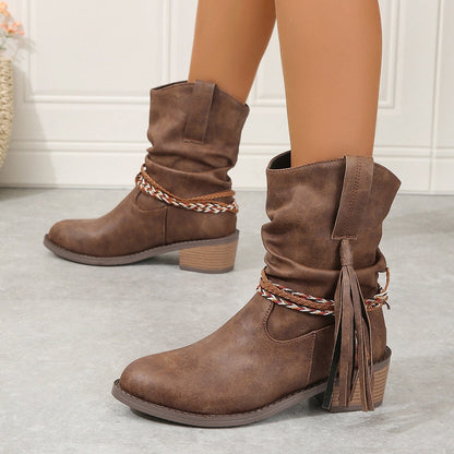 Ortho Welt Pleated Tassel Boots - Orthopedic Comfort