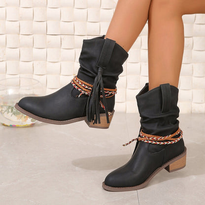 Ortho Welt Pleated Tassel Boots - Orthopedic Comfort